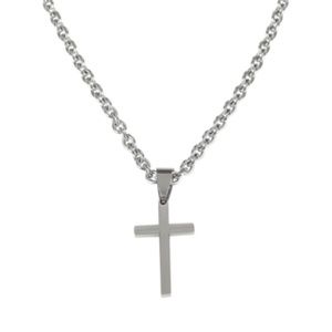 Stainless Steel Cross Necklace - Ephesians 5:27 -  24" chain - 1.5" pendant cros